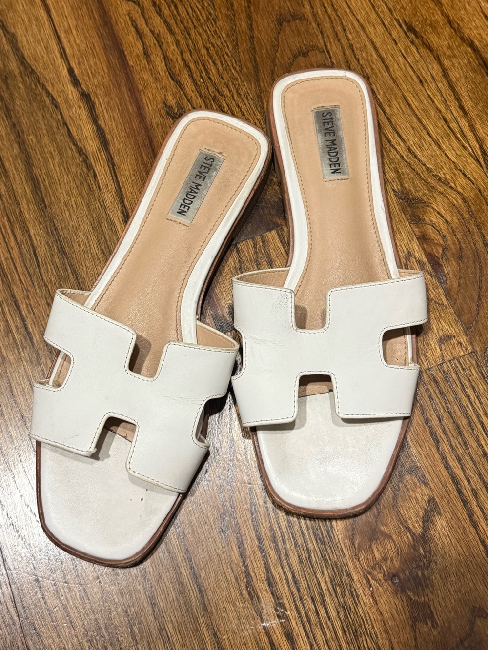 Steve Madden Cream White Cutout Slide Sandals for Women